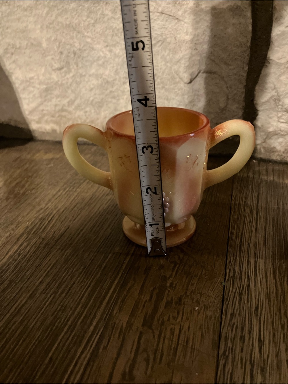 Vintage Kanawha Peach Sunset Swirl Slag Glass Cream & Sugar Set Multi-Toned - Picture 11 of 16